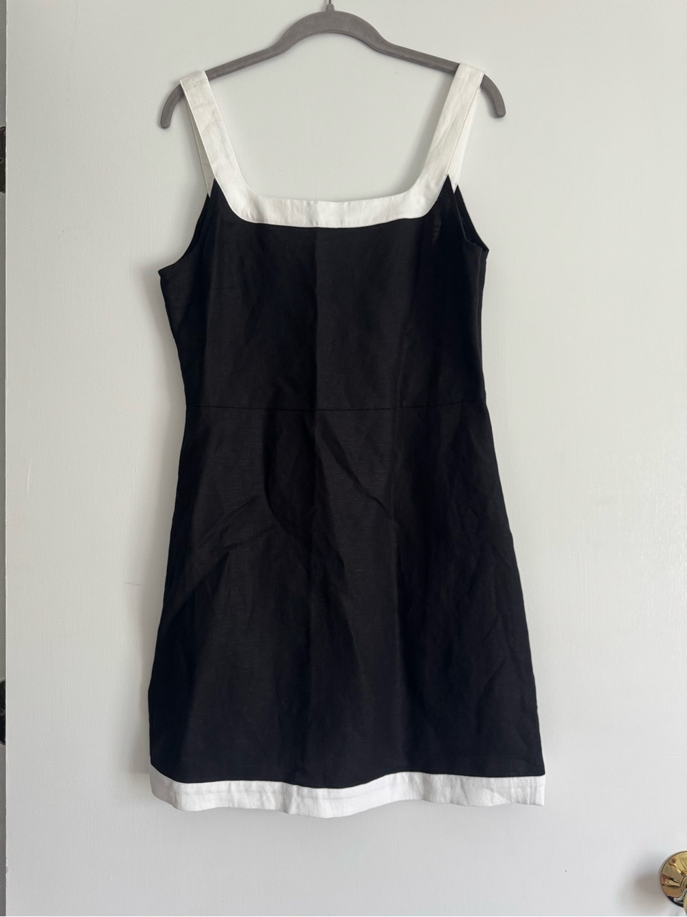 LOFT Black Mini Dress with White Trim